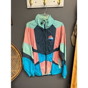 Pink Dolphin Jacket Mens XL Colorblock Windbreaker Y2K Streetwear OG Waves